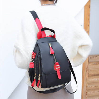 Korean Women&#39;s Backpack Fashion Casual Contrast Color Outdoor Backpack Lightening Dual-purpose Backpack Waterproof Black/White