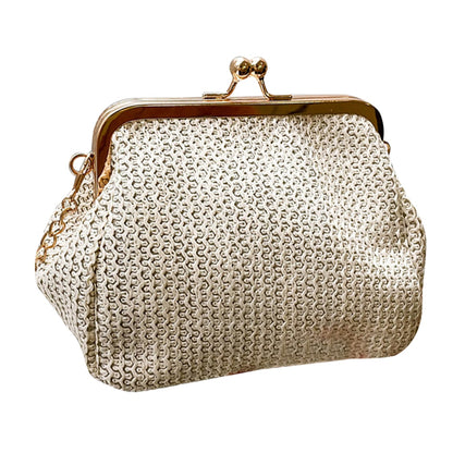 Summer New Straw Woven Clutches Bags Fashion National Style Chain Crossbody Bags for Women Shoulder Bags Small Messenger Bags