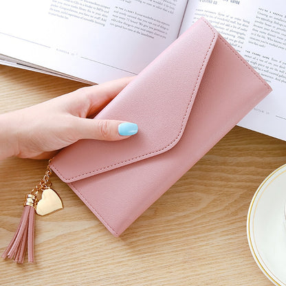 Luxury Designer Women Wallets Trendy Heart-shaped Long Clutch Bag Pendant Wallet Multifunctional Lychee Pattern Coin Purse