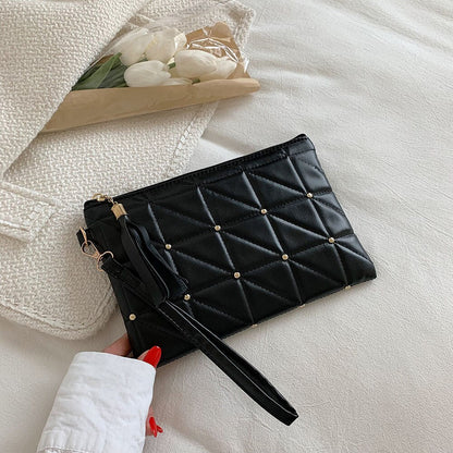 Fashion Rivet Clutch Bags PU Leather Women Envelope Bags Wallet Quilted Embroidered Thread Evening Bags Female Purse Handbags