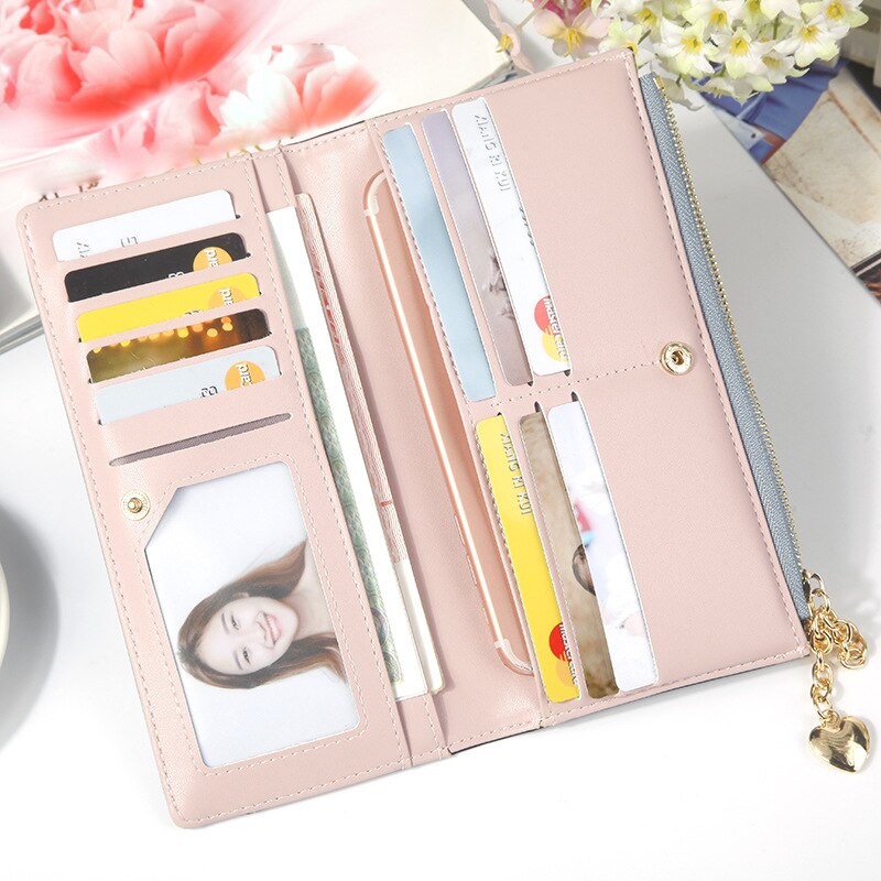 Long Women&#39;s Wallet Female Purses Tassel Coin Purse Card Holder Wallets Female Pu Leather Clutch Money Bag Pu Leather Wallet