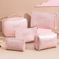 Ladies Cosmetic Bag Travel Waterproof Portable Washing Bag PU Leather Full Size Solid Color Pink/Black/Silver