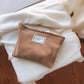 1 Pc Soft Corduroy Makeup Bag for Women Large Solid Color Cosmetic Bag Travel Makeup Storage Organizer Girl Beauty Case