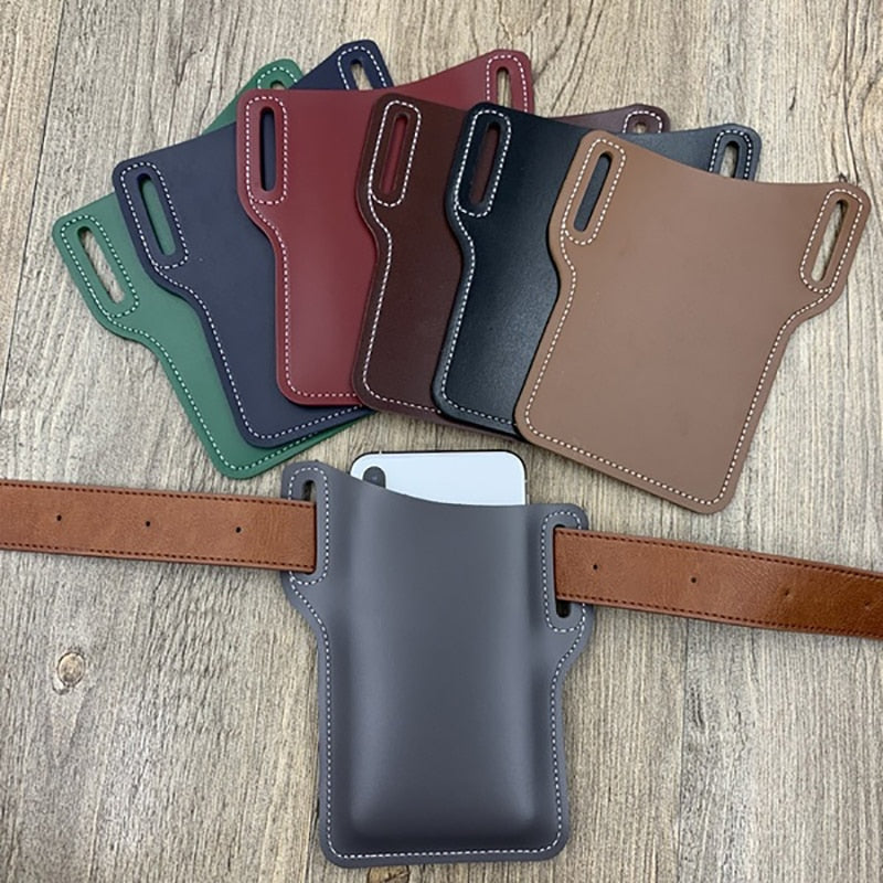 Men Cellphone Loop Holster Case Belt Waist Bag Props Leather Purse Phone Wallet Male Bum Belt Bag