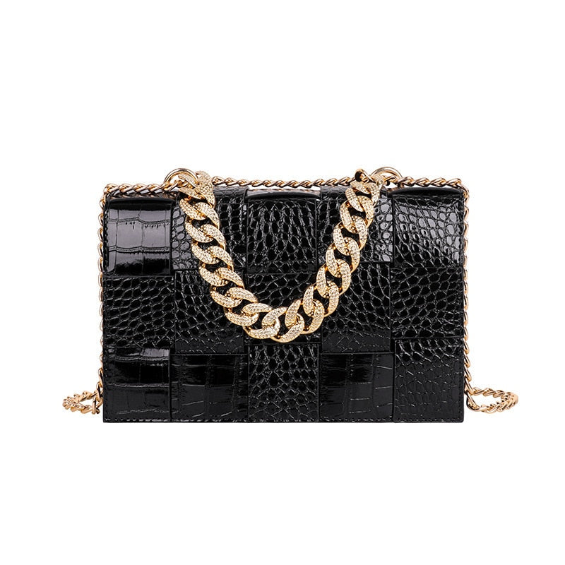 Crocodile Pattern Crossbody Bags Luxury Brand Lady Chain Shoulder Bag Gold Orange Blue Handbag Totes Clutch