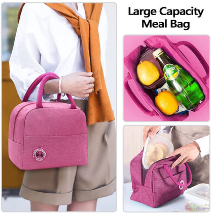 Lunch Bag Handbag Women Lunch Thermal Organizer Children Insulated Canvas Cooler Tote Bags Text Print Waterproof Picnic Packet