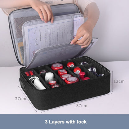 Large Briefcase Document Storage Bag File Folder Passport Official Seal Organizer Essential Oil Pouch Travel Case Accessories