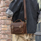 JOYIR Genuine Leather Small Messenger Bag Men Women Satchel Shoulder Crossbody Bag Vintage Purse for Business Work Travel