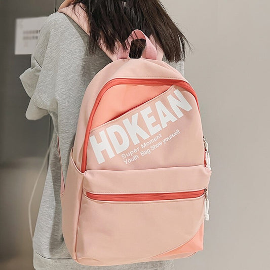 Cool Ladies Leisure Pink Book Bag New Women Trendy Nylon Backpack Student Girl School Bag Female Laptop College Backpack Fashion