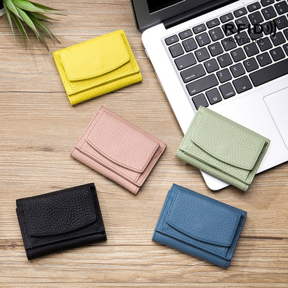 New Women Genuine Leather Purses Female Small Cowhide Wallets Lady Coin Bag Card Holder Large Capacity Money Bag Portable Clutch