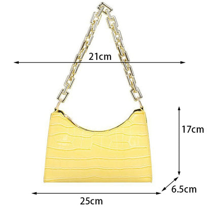 Crocodile Pattern Zipper Handbags New Fashion Texture Embossed Lacquer Shoulder Bag Simple and Small Square Bags for Women