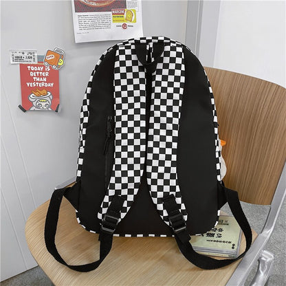 DCIMOR Fashion Plaid Waterproof Nylon Women Backpack Female Portable Travel Bag Teenage Girl Big Schoolbag Kawaii Book Mochila