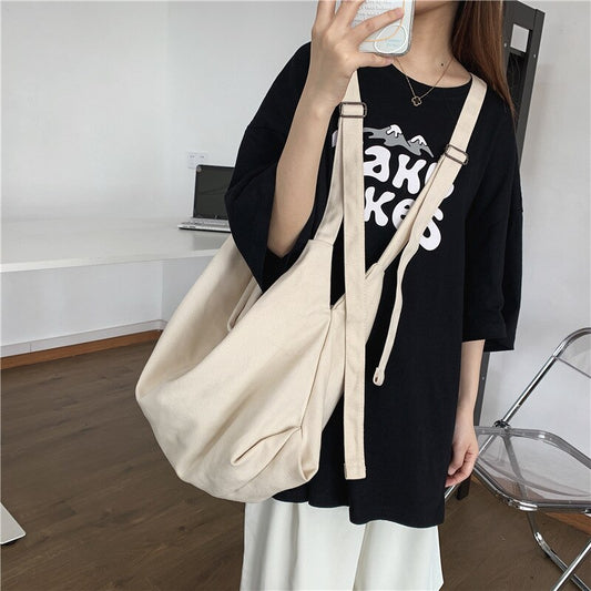 Women&#39;s Shopper Bags Canvas Solid Shoulder Large Capacity Shopping Casual Tote Handbag Ladies Solid Messenger Bags For Women