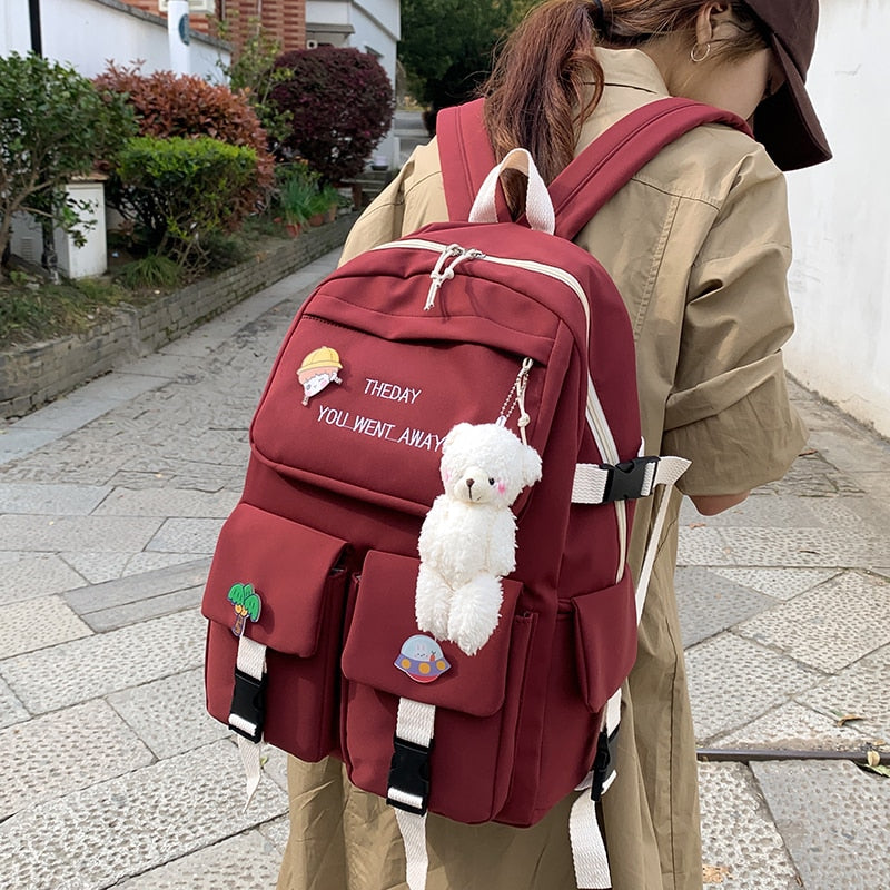 Waterproof Nylon Female Schoolbag Large Capacity Cute Women Backpack College Lady Laptop Backpacks Kawaii Girl Travel Book Bags