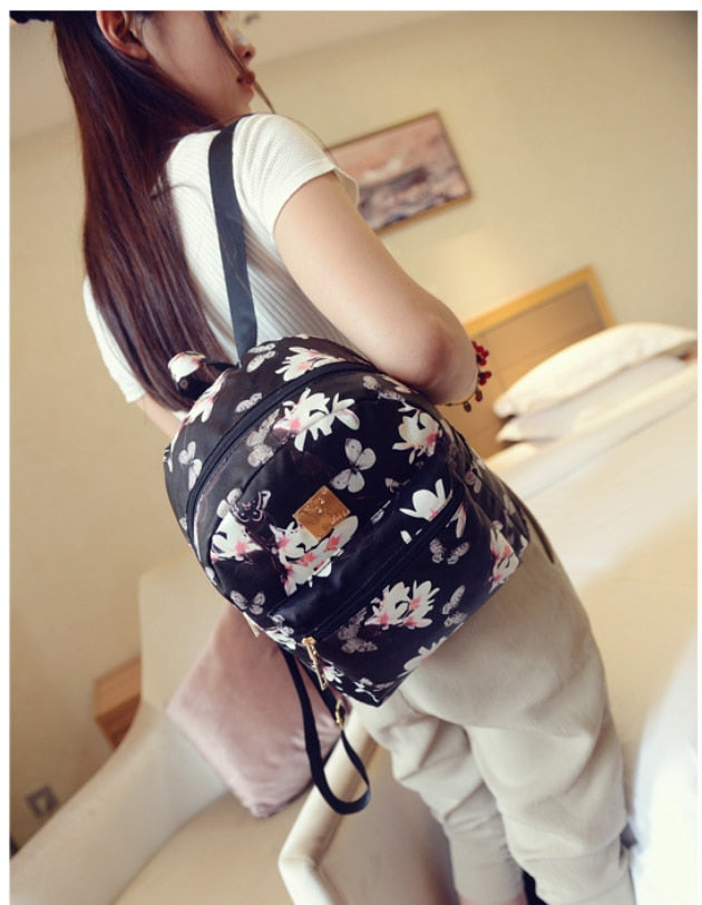 New Fashion Butterfly Flower Children&#39;s Backpack Floral Pattern PU Leather Leisure Backpack Student Baggage Leisure Travel Bag