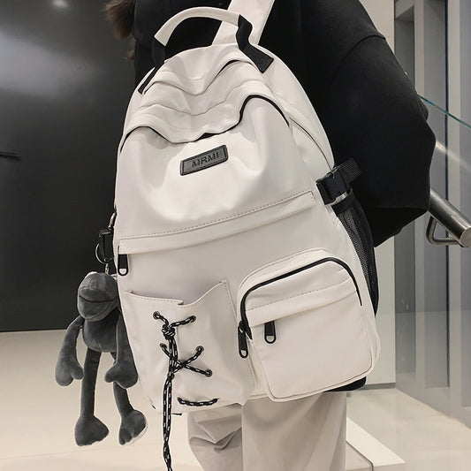 White Women&#39;s Nylon Backpacks for Cute Girls Preppy Style School Bag Large Capacity Anti Theft Rucksack New Lady Canvas Mochila
