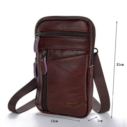 Solid Color Genuine Leather Shoulder Waist Bags Men Fanny Belt Packs Phone Pouch Casual Crossbody Bags сумка мужская