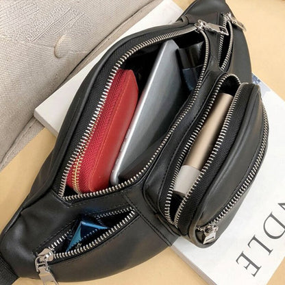 Casual Messenger Bag Fashion Women Waist Bag Chest Pack Bag Crossbody Sling Bag Purse PU Leather Handbags  Belt Bag