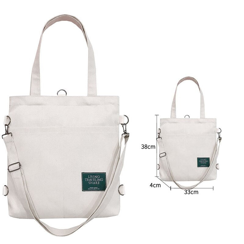 Solid Large Capacity Girl Canvas Shoulder Female Bags Women&#39;s School Messenger Bags for Students Shoulder Ladies Handbag
