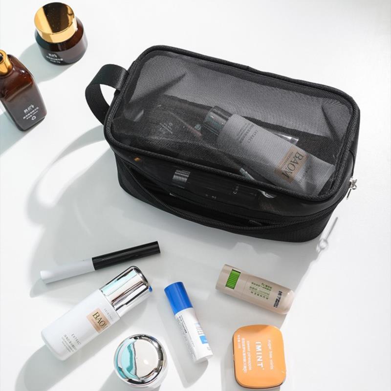 Black Women Men Necessary Cosmetic Bag Transparent Travel Organizer Fashion Small Large Black Toiletry Bags Makeup Pouch