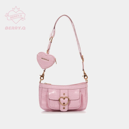 Xiuya Harajuku Kawaii Lolita Shoulder Bag Women PU Leather Candy Color Sweet Cute Crossbody Bag With Coin Purse Handbags Wallet