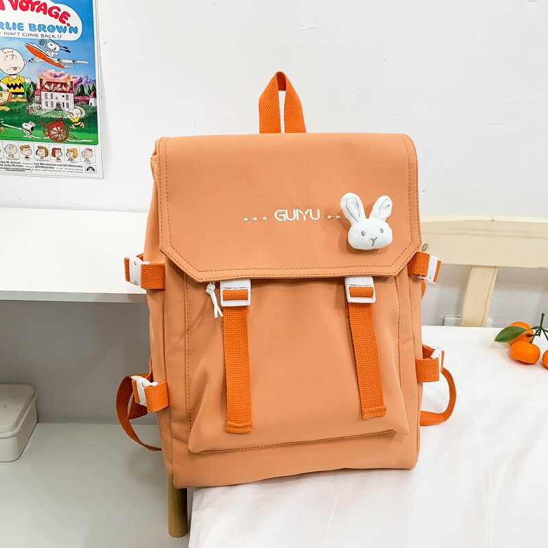 New Korean Letters Embroidery Waterproof Nylon Women Backpack Female Square Portable Travel Bag Teenage Girl Kawaii Schoolbag