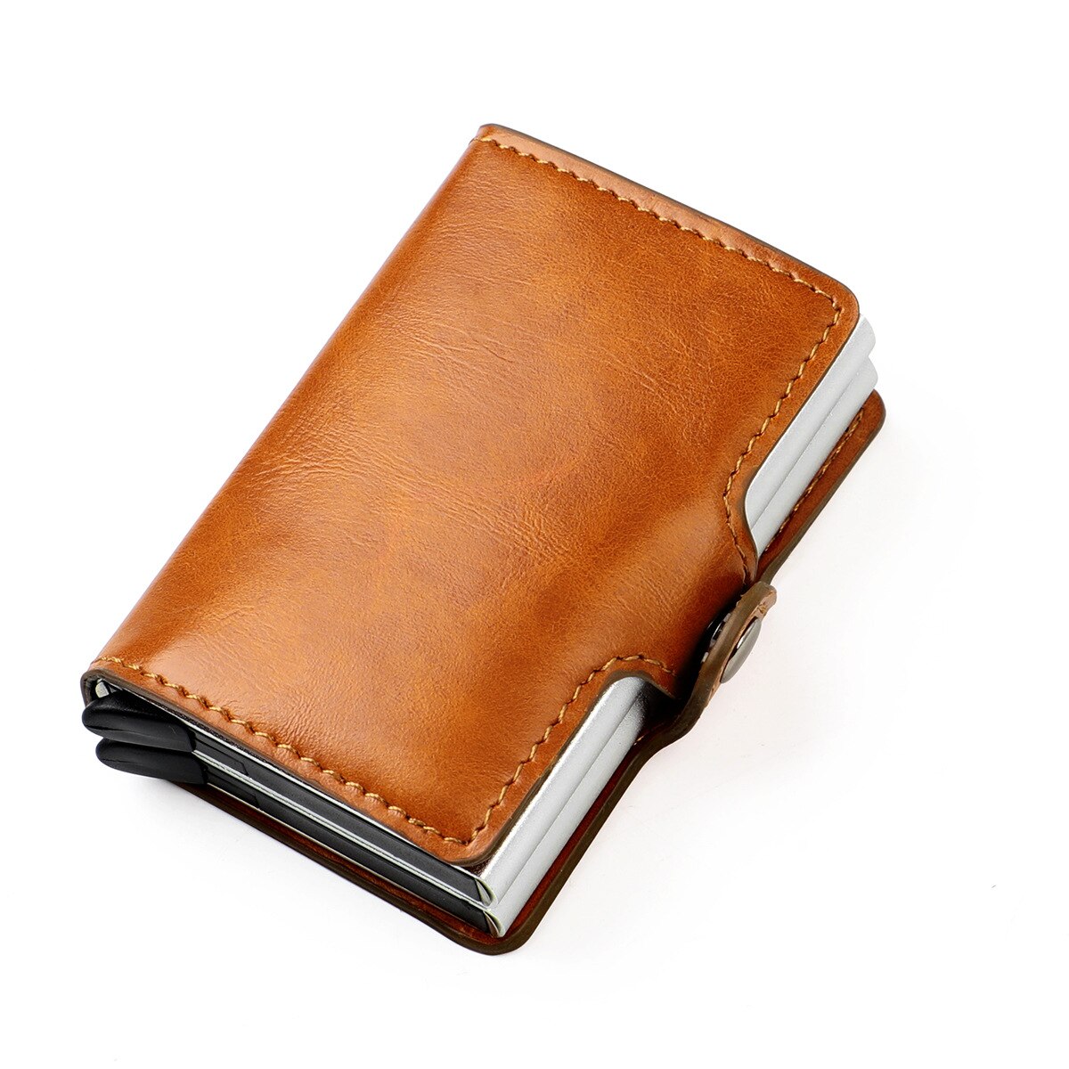 New Men Rfid Anti-theft Card Holders Women Genuine Leather Wallets Large Capacity Business Card Case Portable Double Layer Purse