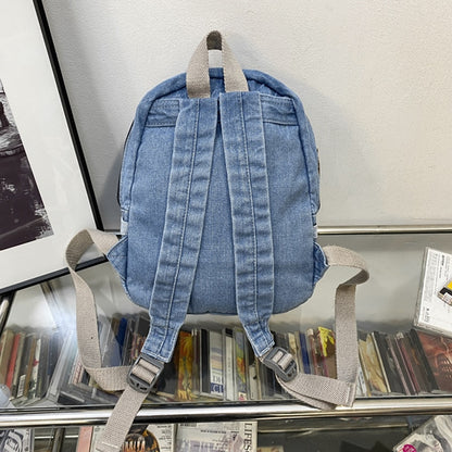 HOCODO Solid Color Backpack Female Fashion Travel Backpack For Teenage Multi Pocket Women Backpacks Denim School Bag Unisex