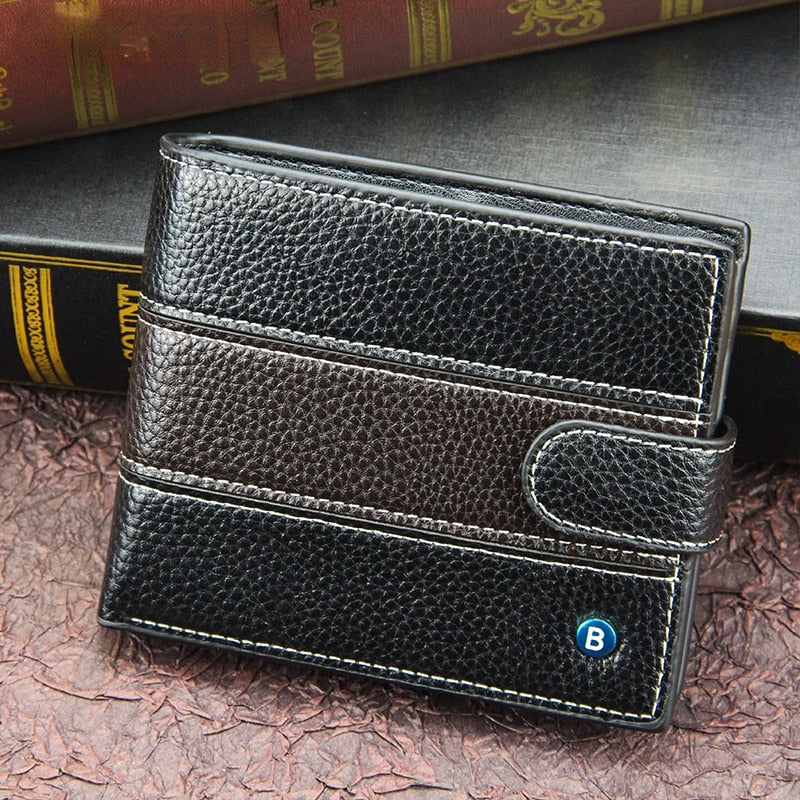 New Genuine Leather Men Wallets Premium Product Real Cowhide Wallets for Man Short Black Walet Portefeuille Homme Business