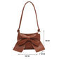 Big Bow-knot Shoulder Bags Leather Women Handbag Pure Color Travel Party Clutch for Women Outdoor Shopping Traveling