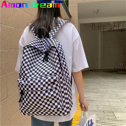 Fashion Plaid Women Backpack Waterproof Oxford School Backpacks Shoulder Bags for Women New Light Travel Bag for Girls Back Pack