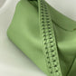 New Version Of Woven Wide Shoulder Straps Thick First Layer Cowhide Women Hand-Held Pillow Bread Bag Green Shoulder Underarm Bag