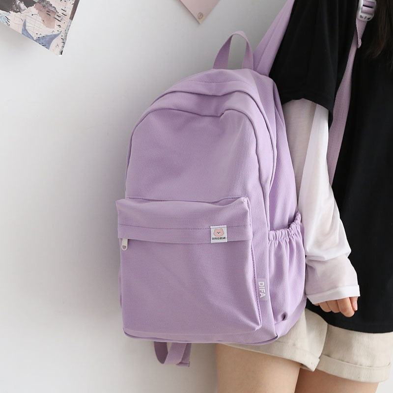 New Waterproof Nylon Women Backpack Female Travel Bag Backpacks Schoolbag for Teenage Girls Solid Color Bookbag Mochila Feminina