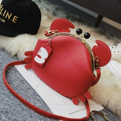 Lovely Crab Bag New Fashion Single Shoulder For Women Bag Clip Mouth Small Mini Messenger Bag Female