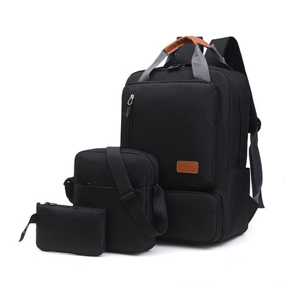 Casual Men&#39;s Backpack Three Piece Business Laptop Bag 14 inch Male Daily Commuter Travel Bag Teen School Back Pack Black Handbag