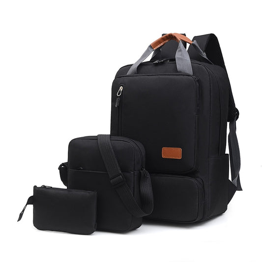 Casual Men&#39;s Backpack Three Piece Business Laptop Bag 14 inch Male Daily Commuter Travel Bag Teen School Back Pack Black Handbag