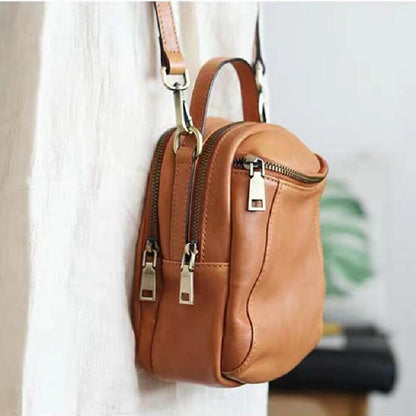 First Layer Cowhide Bag New Women&#39;s Small Bag Korean Style Mobile Phone Bag Shoulder Messenger Bag Soft Leather Bag