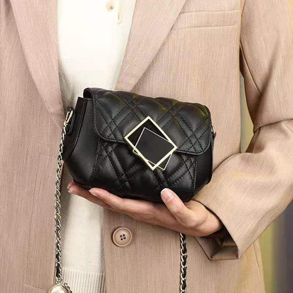 Female Baguette Bag Plaid Chain Messenger Bags Ins Style Casual Solid Color Mini Crossbody Square Bags For Women Sense Of Luxury