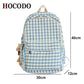 HOCODO Cotton Plaid Women Backpack Japanese Kawaii Schoolbag For Teenage Girls Cute Travel Rucksack Cute Student Bookbag Mochila