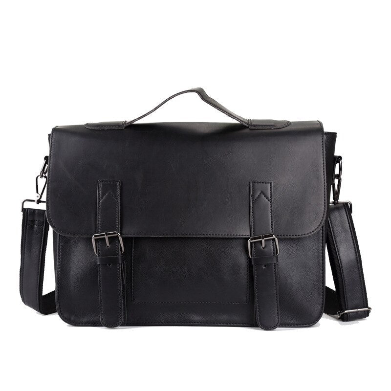 Men&#39;s Brand Briefcase Business Office Laptop Bag Crazy Horse PU Leather Handbag Casual Man Messenger Bags Retro Male Tote