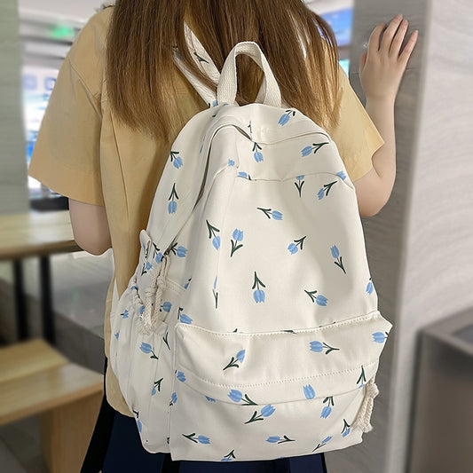 Trendy Girl Fashion Floral Travel School Bag Kawaii Waterproof Lady Print Backpack Women Laptop Book Bag Female College Backpack