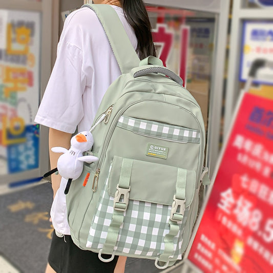 Lady Plaid Waterproof College Backpack Female Harajuku Laptop Bag New Girl Travel Book Backpack Fashion Women Lattice School Bag