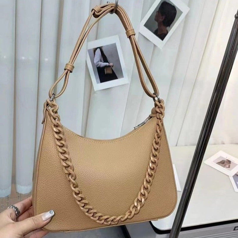 New Occident Style Fashion Chain Handle PU Leather Crossbody Sling Bags Lady Woman Handbag Crossbody Slingle Shoulder Totes Bag