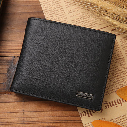 100% Genuine Leather Mens Wallet Premium Product Real Cowhide Wallets for Man Short Black Walet Portefeuille Homme Short Purses