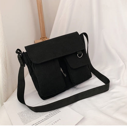 Crossbody Bags Women Canvas Youth Fashion Large Capacity Diagonal Ladies Shoulder Bag Solid Color Harajuku All-match School Bag