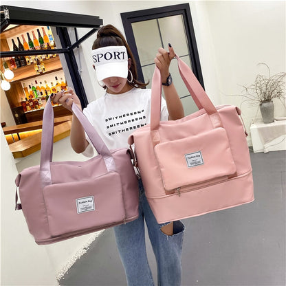 Fashion Travel Bag Foldable Fitness Yoga Sports Duffel Bag for Women Waterproof Shoulder Bag Large Capacity Weekend Handbag Tote