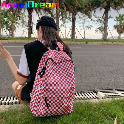 Fashion Plaid Women Backpack Waterproof Oxford School Backpacks Shoulder Bags for Women New Light Travel Bag for Girls Back Pack