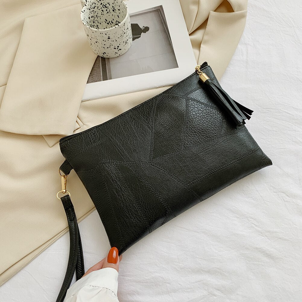 Fashion Rivet Clutch Bags PU Leather Women Envelope Bags Wallet Quilted Embroidered Thread Evening Bags Female Purse Handbags