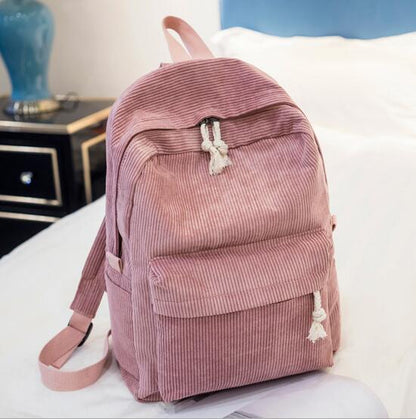 Women Backpack School Backpacks For Teenage Girls School Bag Striped Rucksack Travel Bags Soulder Bag Corduroy Design Mochila