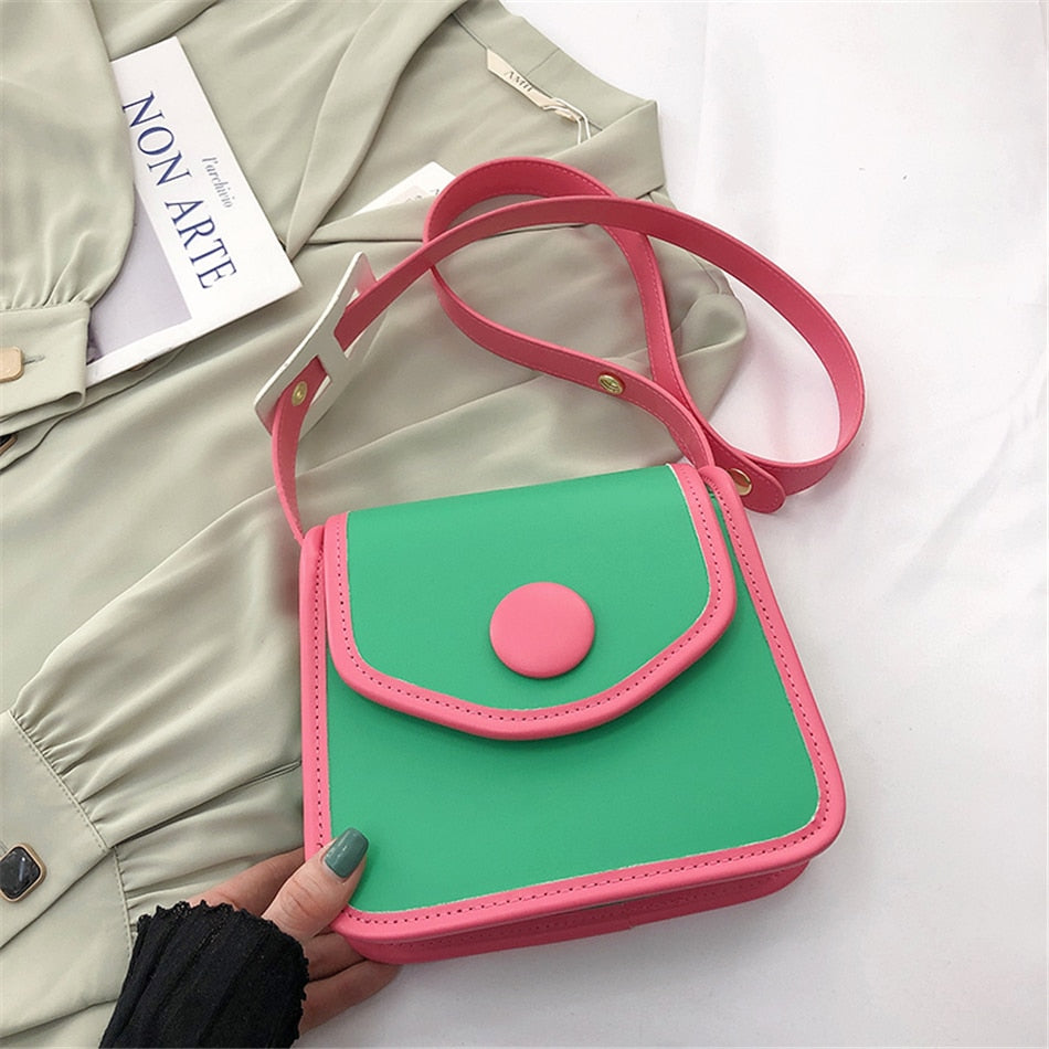 Cute Panelled Female Purses and Handbags Trend Women&#39;s Leather Shoulder Crossbody Bag Summer Fashion Travel Ladies Underarm Bag